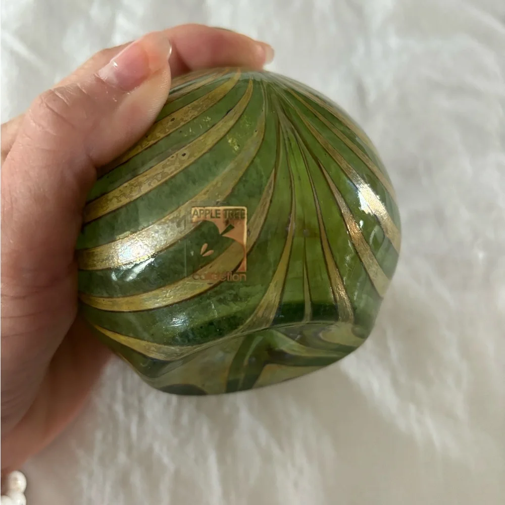 Vintage CZECH‎ green silver glass vase, bohemian art glass.